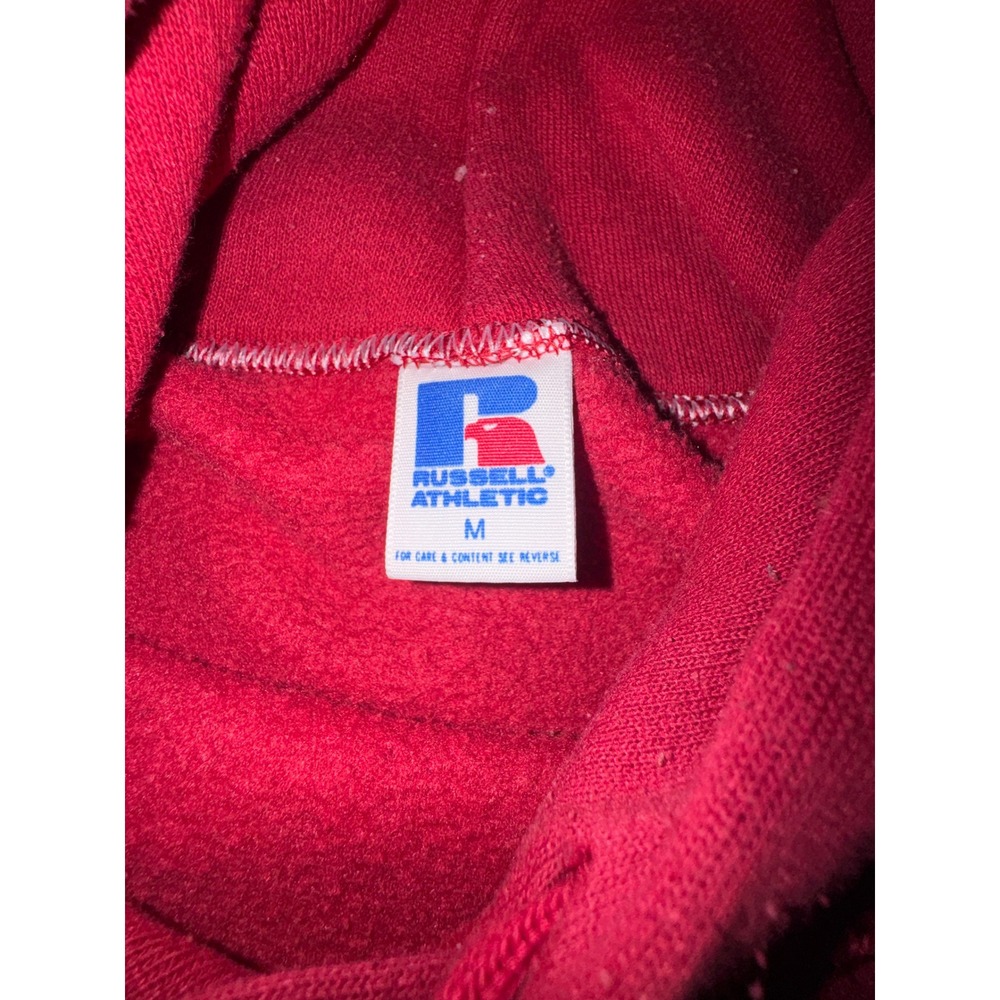 Vintage 80s Russell Athletic Beta Theta Pi Hoodie Red Stitched Greek Letters M - Picture 3 of 7